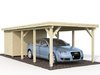 Single carport with a flat wooden roof