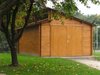 Modern wood garage with - wood door